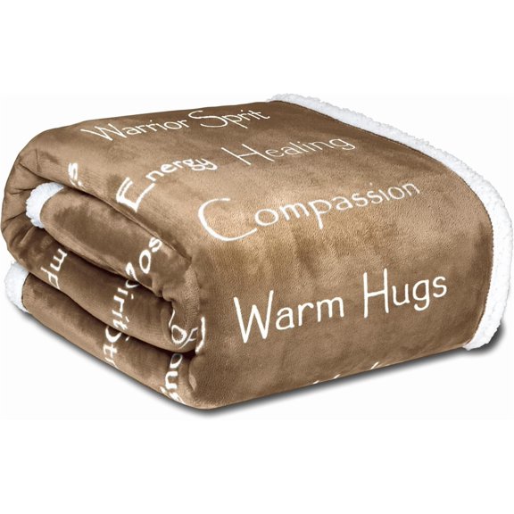 Blanket Strength Courage Super Soft Warm Hugs Blanket, Get Well Gift Blanket Plush Healing Thoughts Positive Energy Love & Hope with Fluffy Comfort (60x 80)