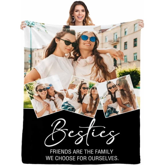 to My Blanket Super Soft Throw Blankets for Women, Girls, BFF, Bestie, Sisters, Friendship, Friend Gifts for Birthday Christmas Blanket with Photo Collage