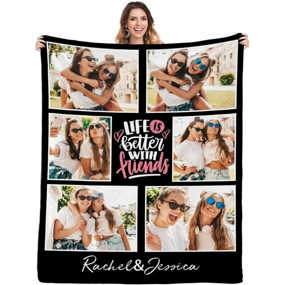 to My Blanket Super Soft Throw Blankets for Women, Girls, BFF, Bestie, Sisters, Friendship, Friend Gifts for Birthday Christmas Blanket with Photo Collage