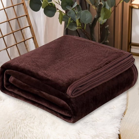 Blanket, Super Soft Warm Solid Fleece Blanket Throw Rug Sofa Bedding, 100x150cm Comfortable Machine Washable Flannel Blanket Easy to Clean Coffee