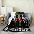 thumbnail image 1 of Blanket Throw 50x60 Inch, Retro Xmas Throw Blanket, Colorful Scandinavian Christmas Snowflakes Fleece Blanket, Black White Winter Flannel Blanket for Kids Teens, 1 of 5