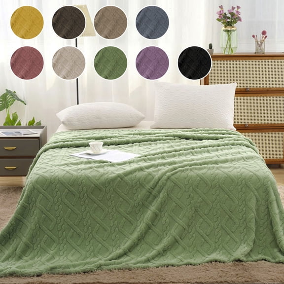 Blanket Throw Soft Warm Cozy Microfiber Polyester Nylon All-season Lightweight Breathable Decorative Striped Pattern for Sofa Bed Office Travel Gift, Topliu