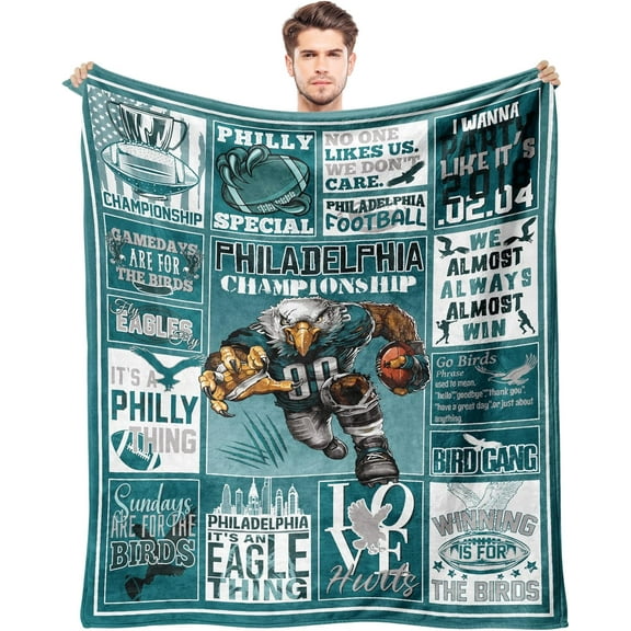 Blanket Throws Football Blanket Fan Gifts for Men Women Football Style Throw Flannel Blanket Super Soft for Living Room 62"x52"