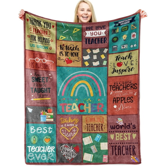 Blanket Throws Gift for Teacher, Flannel Plush Throw Blanket Decorative Blanket, Unique Appreciation Gift Soft Blanket for Teachers Women/Men, Back to School Gifts Ideas for Teachers 60"x80"