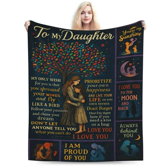 Blanket To My Daughter From Mom Letter Printed Quilts Blankets Birthday Gifts Valentine's Day Holiday Throw Blankets For Bed Couch Living Room 50x40