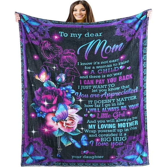 Blanket To My Mom from Daughter, Birthday Gift Ultra-Soft Micro Light Weight Warm Bed Plush Blanket, 30x40in Fleece Blanket
