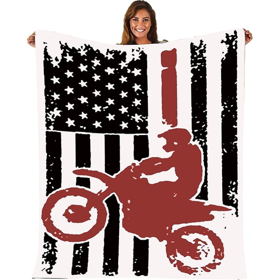 Blanket USA American Flag Bicycle Blanket Ultra Soft Velvet Blanket Lightweight Bed Blanket for Men Women, 60x80in Fleece Blanket