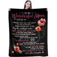 thumbnail image 1 of Blanket to My Wonderful Mom from Daughter, Mom Birthday Gifts from Daughter, Christmas Mother''s Day Blanket Gifts for Mom, I Will Love You Forever, Throw Blanket for Bed Couch 50" x 40" (Flower), 1 of 6