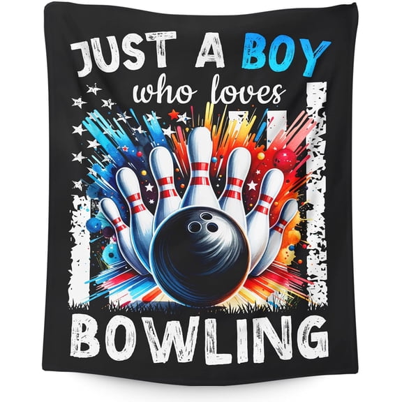 Blanket for Boys, Bowling Throw Blanket Gift for Kids Teens Adults, 50"x40" Sport Blankets for Couch Sofa Bed Bedroom Decor Travel
