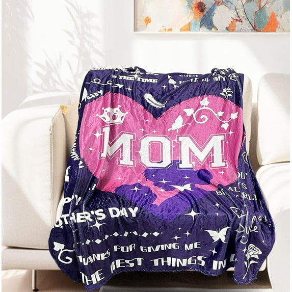 Blanket for Her from Daughter Son, Blankets for Wife Love Mom Throw Blanket 50"X 60"