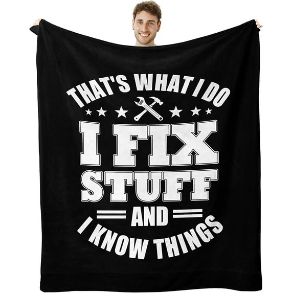 Blanket for Men - Birthday, Christmas, Father''s Day Gift Ideas for Him, Dad, Grandpa, Uncle - Unique Funny Throw 60"X50" (Black)