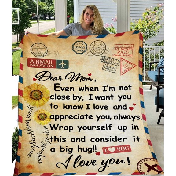 Blanket for Mom, Airmail Printed Blanket, 30x40in Fleece Blanket