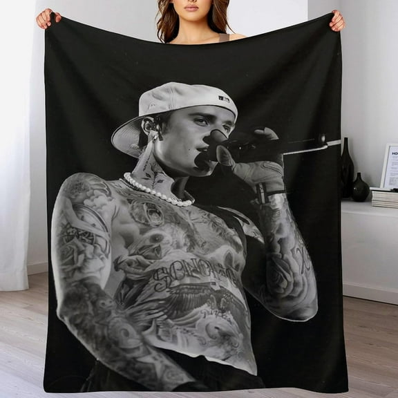 Blanket justin star bieber Blanket Comfortable Warm Wool Blanket Fan Gift Suitable for Room Sofa Office Bed Car Camping Sofa Decoration Comfortable Plush Beach Blanket Four Seasons 30"x40"