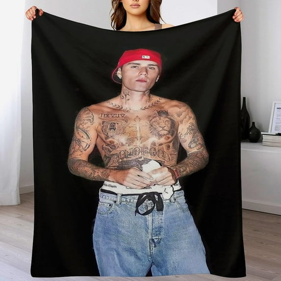 Blanket justin star bieber Blanket Comfortable Warm Wool Blanket Fan Gift Suitable for Room Sofa Office Bed Car Camping Sofa Decoration Comfortable Plush Beach Blanket Four Seasons 30"x40"