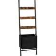 thumbnail image 1 of Blanket ladder with basket, 17.3 "L x 63.4" H, hooked towel rack, blanket rack, decorative ladder rack, bathroom drying rack and display rack, living room, 1 of 6