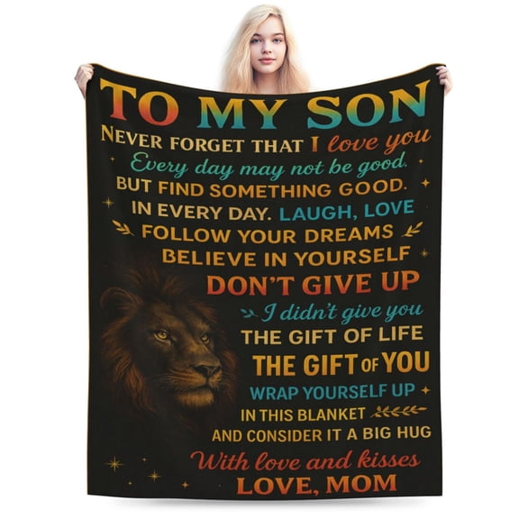 Blanket for my son, lightweight flannel blanket from mommy daddy for boys men super soft and cozy lion blanket birthday christmas decoration sofa 50x40
