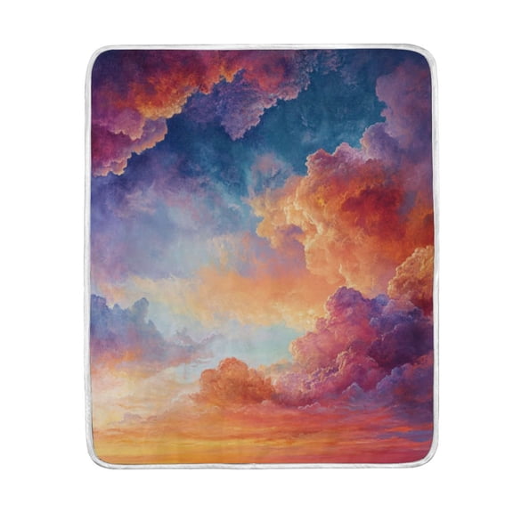 Blankets 60" × 80" Soft and Breathable Bed Blankets Customized Fluffy Throw Blankets for Bed Couch Sofa Multicolor Clouds