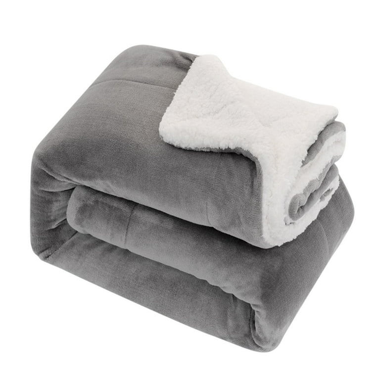 Blankets And Throws 78X59 Inch Blanket Soft Warm Flannel Blanket Provides Double Sided Warm Comfort Thickened Grey Giyblacko