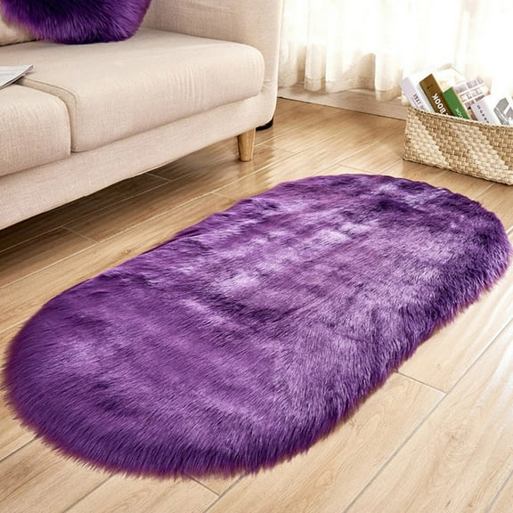 Blankets And Throws Soft Rug Chair Cover Artificial Sheepskin Wool Warm Hairy Carpet Seat Mats Rug Purple Giyblacko