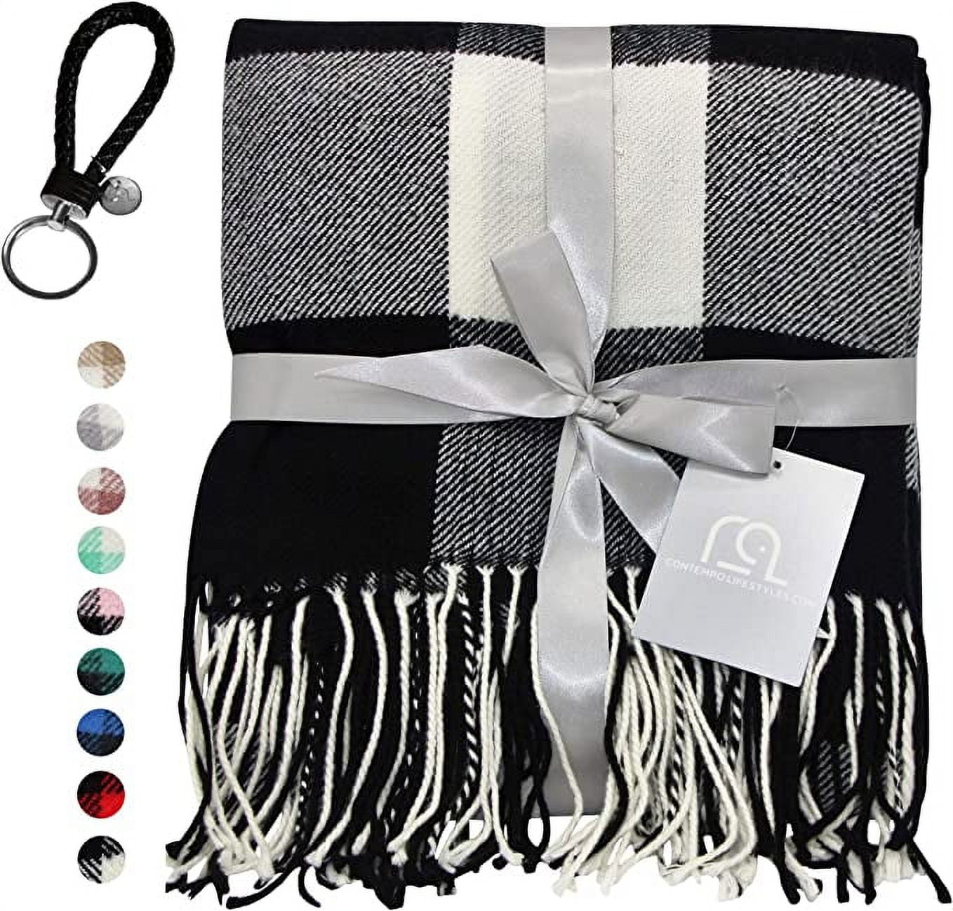 Blankets - Buffalo Plaid Throw Blanket - Decorative Classic Blanket - Comfortable and Ultra-Soft - Lightweight & Indoor Outdoor Blanket - (black/white)
