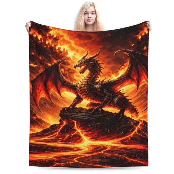 Blankets, Dragon Gifts for Son Grandson on Birthday Soft Cozy Fuzzy Animals Pattern Throw Gifts for Sofa Trip Chairs Cars Office 50x40