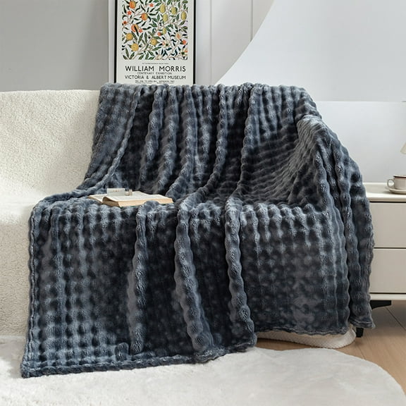 Blankets for Adults Decorative Solid Color Blanket Thick and Heavy Soft Fluffy Fuzzy Warm Blankets for Chair Bed Sofa Living Room Dark Gray*XS 39 In