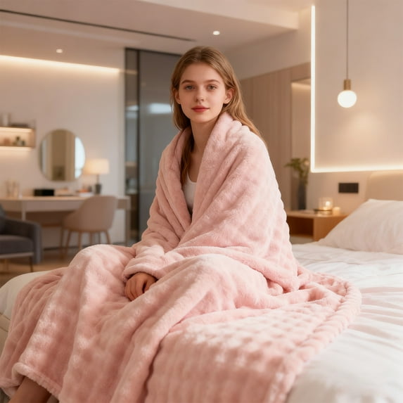 Blankets for Adults Decorative Solid Color Blankets Thick and Heavy Soft Fluffy Fuzzy Warm Blankets for Chair Bed Sofa Living Room Dark Gray*XS 39 In