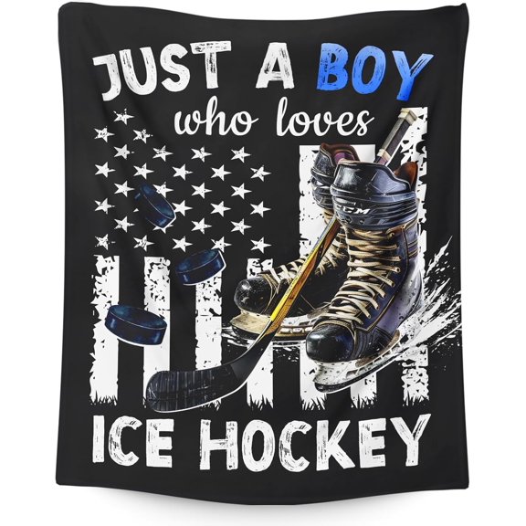 Blankets for Boys, Ice Hockey Throw Blanket Gift for Kids Teens Ice Hockey Lovers Team Players, 50"x40" Sport Throws for Couch Sofa Bed Decor
