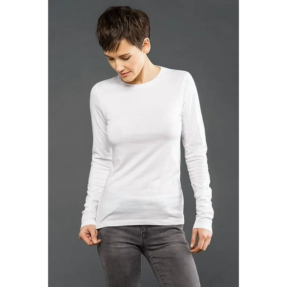 Blanks+ 5.3oz Women’s Fine Jersey Long Sleeve Shirt, S-2XL, Black, White, Ultra Soft Cotton Blend
