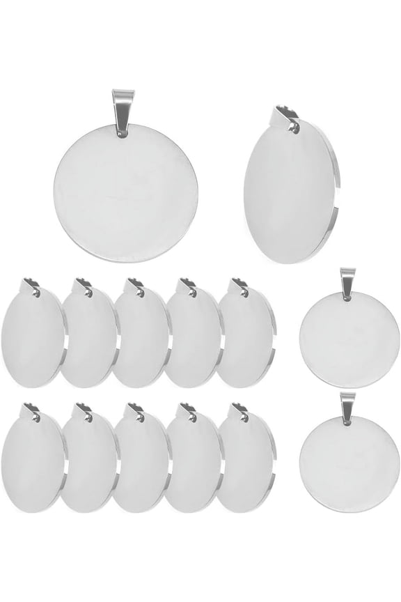 Blanks Metal Charms Stainless Steel Engraving Blanks 1" Circle Blank Pendant Stamping Tags With Hole Jewelry Making