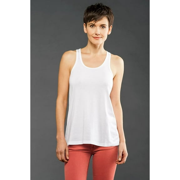Blanks Plus Women's Fine Jersey Racerback Tank, S-2XL, Black, White, Ultra Soft Cotton Blend, Sleeveless Tank Top for Active Wear