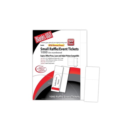 Blanks/USA 2 1/8" x 5 1/2" Digital Index Cover Event Ticket White 125/Pack (LTN810X9WH)