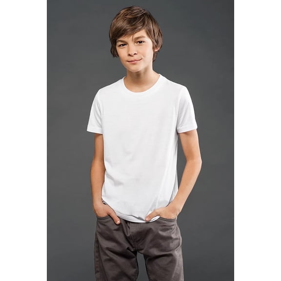 Blanks Unisex Kids Fine Jersey Short Sleeve Tee, Black, White, S-2XL, Eco-Cotton Blend