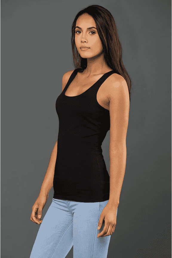 Blanks+ Women's Fine Jersey Cotton Tank Top, Black, White, S-2XL