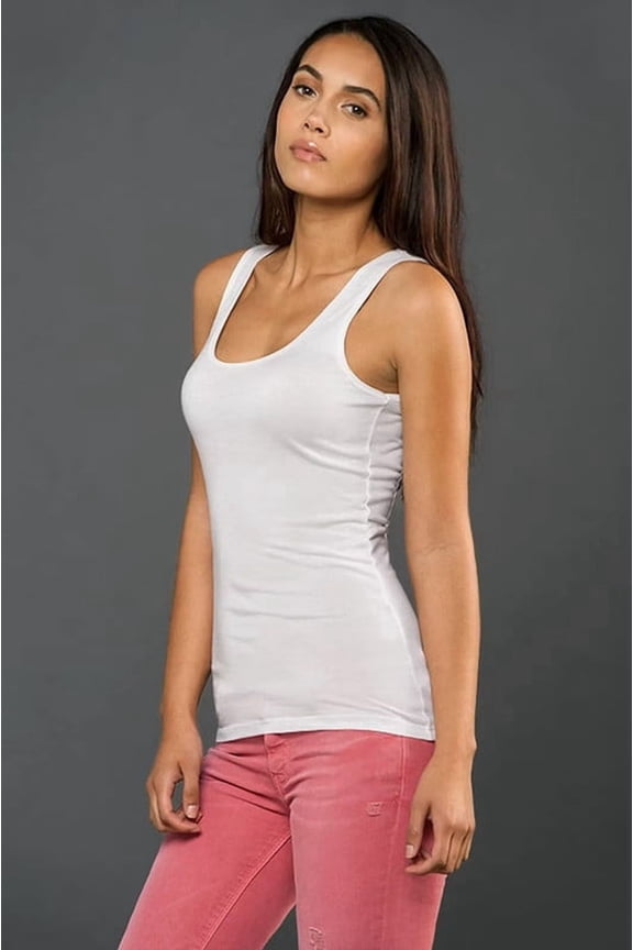 Blanks+ Women's Fine Jersey Cotton Tank Top, Black, White, S-2XL