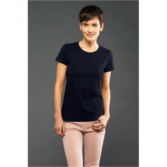 Blanks  Women's Fine Jersey Short Sleeve Tee, Ultra Soft Cotton, S-2XL, Black, White, Navy, Gray