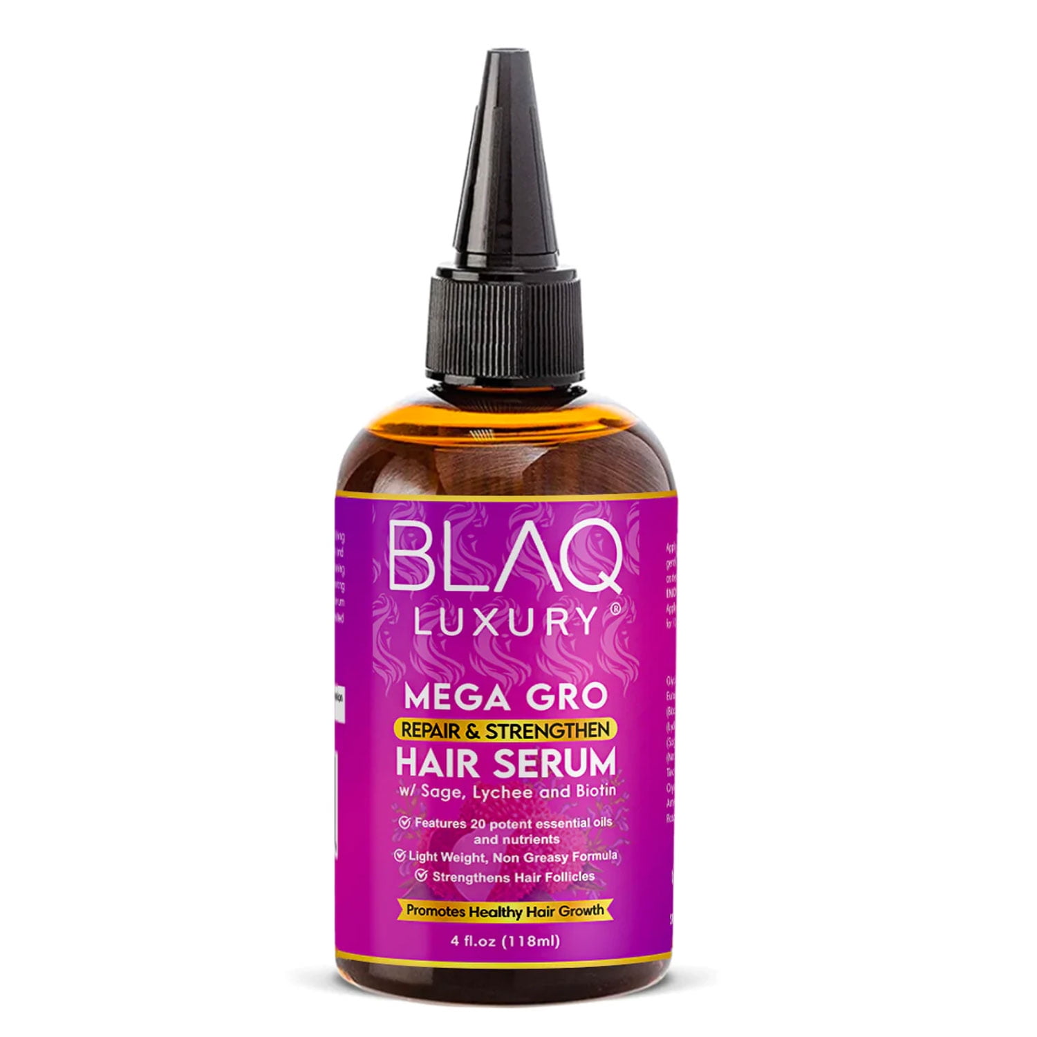 Blaq Luxury Mega Gro Hair Growth Serum, Biotin Infused, 4 Oz for All Hair  Types - Walmart.com