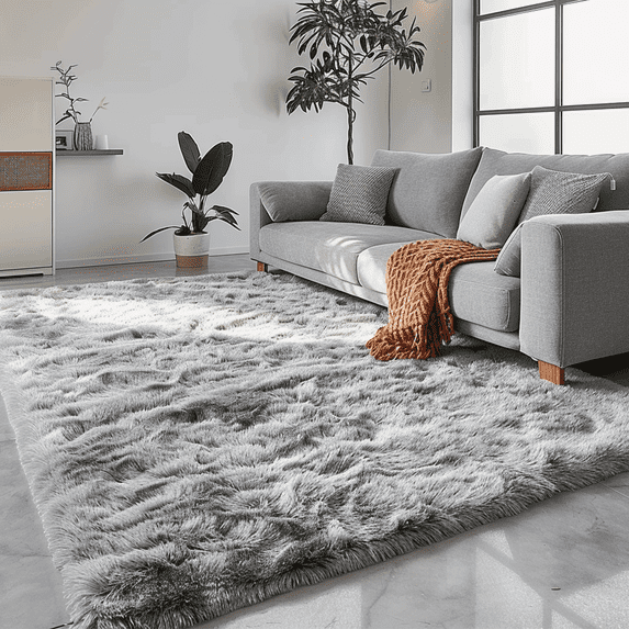 Blarity Area Rugs for Living Room, 3x5 Area Rugs for Bedroom, Soft Fluffy Rug with Anti-Skid Backing for Indoor Home Floor, Room Decor Carpet, Tie-dyed Grey & White