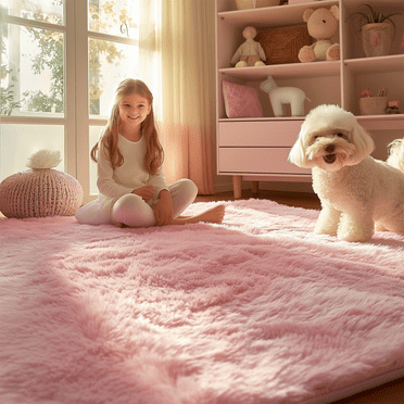 Blarity Area Rugs for Living Room, 3x5 Area Rugs for Bedroom, Soft Fluffy Rug with Anti-Skid Backing for Indoor Home Floor, Room Decor Carpet, Pink