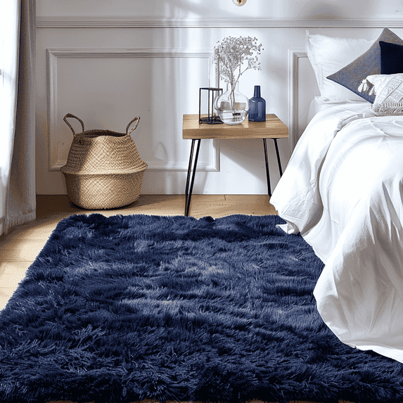 Blarity Area Rugs for Living Room, 5x8 Area Rugs for Bedroom, Soft Fluffy Rug with Anti-Skid Backing for Indoor Home Floor, Room Decor Carpet, Blue