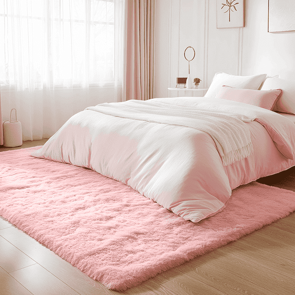 Blarity Area Rugs for Living Room, 6x9 Area Rugs for Bedroom, Soft Fluffy Rug with Anti-Skid Backing for Indoor Home Floor, Room Decor Carpet, Pink