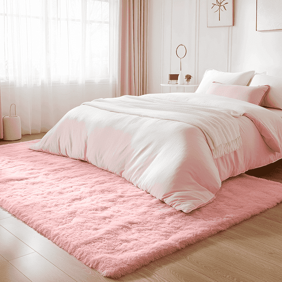 Blarity Area Rugs for Living Room, 8x10 Area Rugs for Bedroom, Soft Fluffy Rug with Anti-Skid Backing for Indoor Home Floor, Room Decor Carpet, Pink