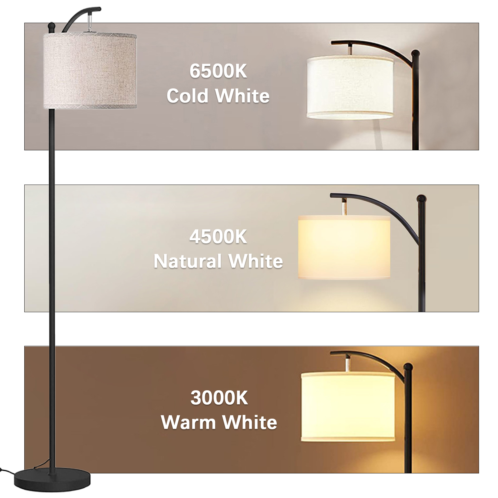 Mainstays Floor Lamp with Bulbs Included, Black