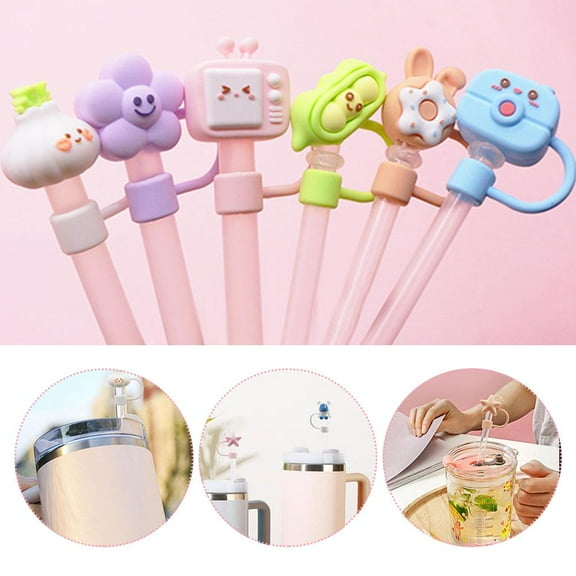 Blarkrus 1-10PCS gs 3D Straw Topper Accories,10mm Splashproof Straw Cover X