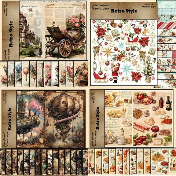 Blarkrus 10Pcs Christmas Vintage Handbook Stiers Waterproof Printed Patterns Scrapbooking lti Elk Materials Santa Claus scrapbook women paper,scrapbook adults,scrapbook kits,scrapbook For journal k