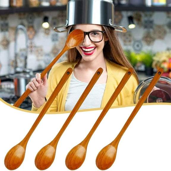 Blarkrus 16.5" Wood Spoons Soup Spoons Japanese Tableware for Eating Mixing Stirring GX