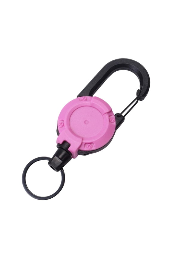 2 Pack Retractable Keychain Steel Wire, Spring-Loaded Retractable Tether with Cord Design, for Outdoor Camping Hiking, Pink