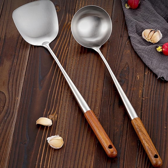 Blarkrus 3-Piece Chinese Cooking Tool Set with Wok Spatula and Skimmer, One-Piece Steel Construction for Durability and Easy Cleaning, Perfect for Home Chefs and Asian Cuisine