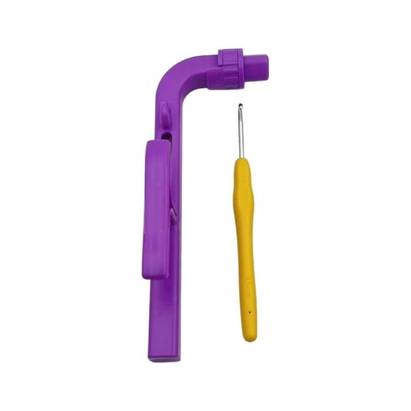 Blarkrus 3-in-1 Magic Loop Tool, Integrates Circular Cast-On Crochet Hook and Assist Tool, for Beginners Learning Crochet, Purple