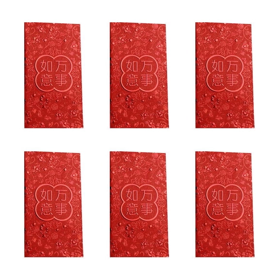 Blarkrus 6 Pack Red Envelopes 6pcs, Traditional Blessing and Good Luck Gifts, for Weddings Birthdays Chinese New Year and Holidays, Red